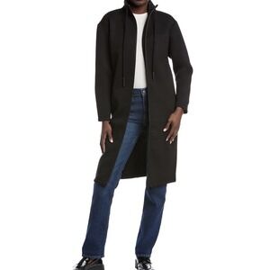 TRUTH by Republic Womens Full Zip Long Line Scuba Jacket Pockets Stretch Black M